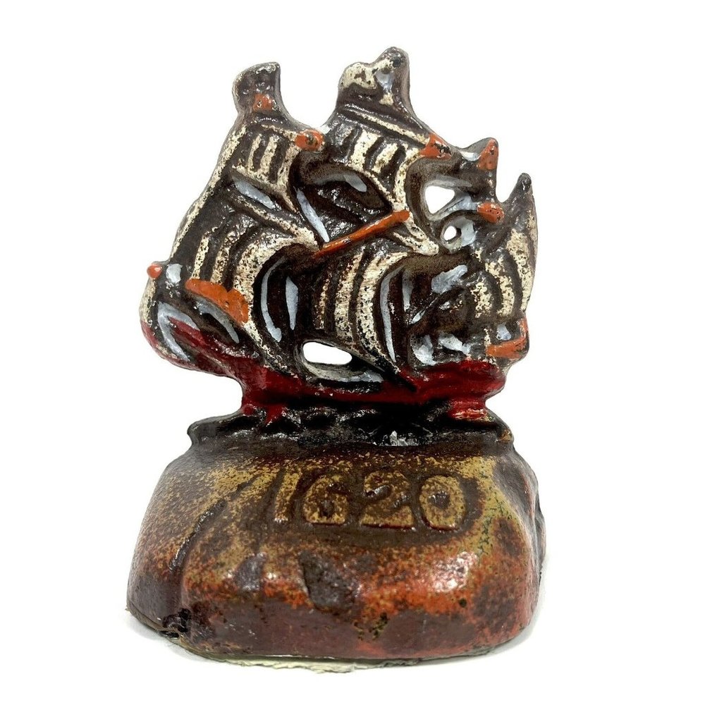Vintage Cast Iron Mayflower Plymouth Rock Dutch Cargo Fluyt Sailing Ship / Boat